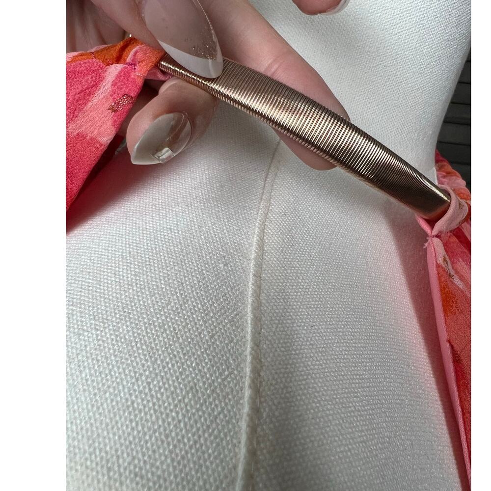 MSK Pink Coral Orange Floral Maxi Dress 12 NWT Rose Gold Hardware Halter $129 - Picture 5 of 10